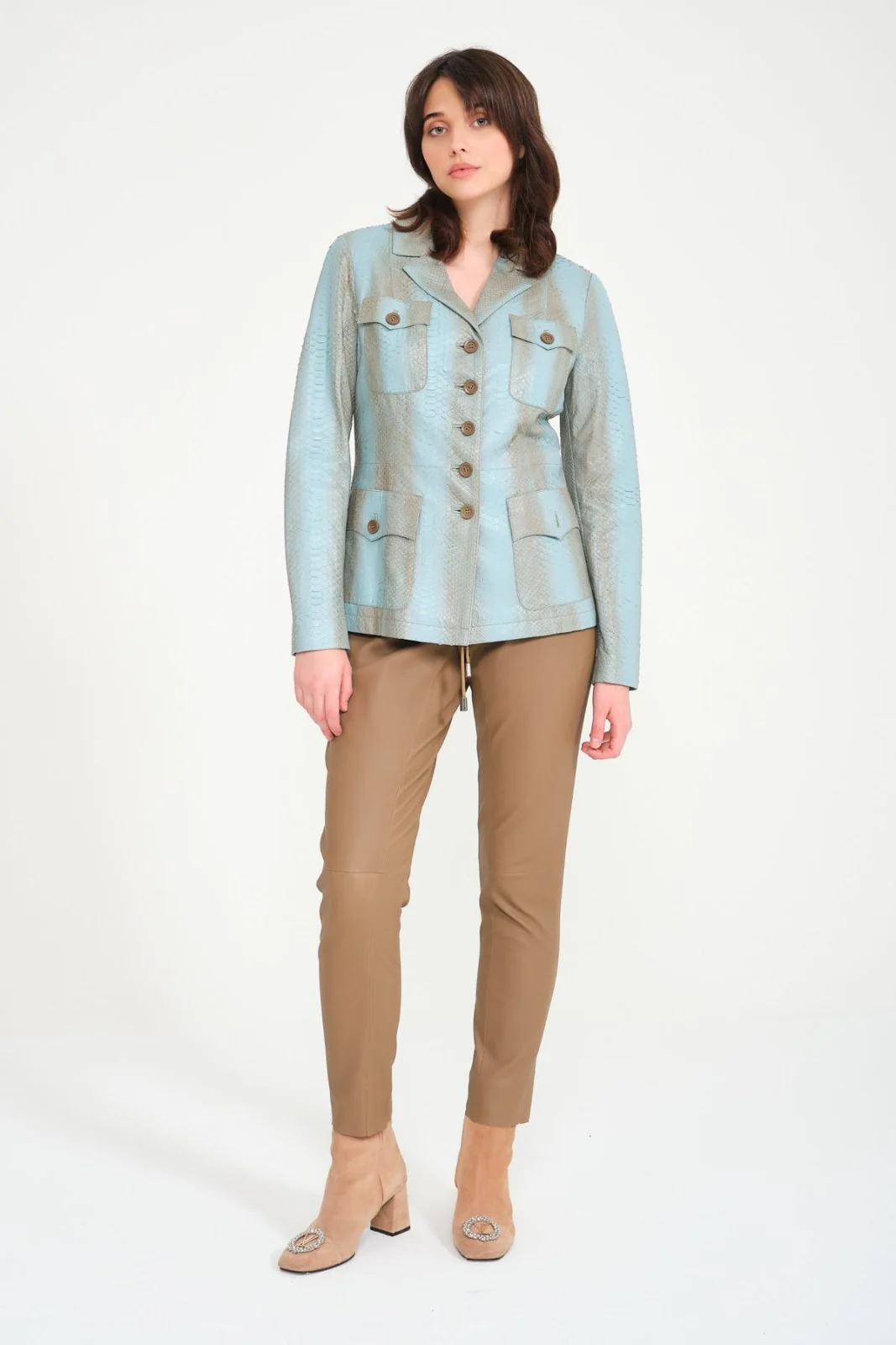 Multicolored Python Leather Jacket - Image 3